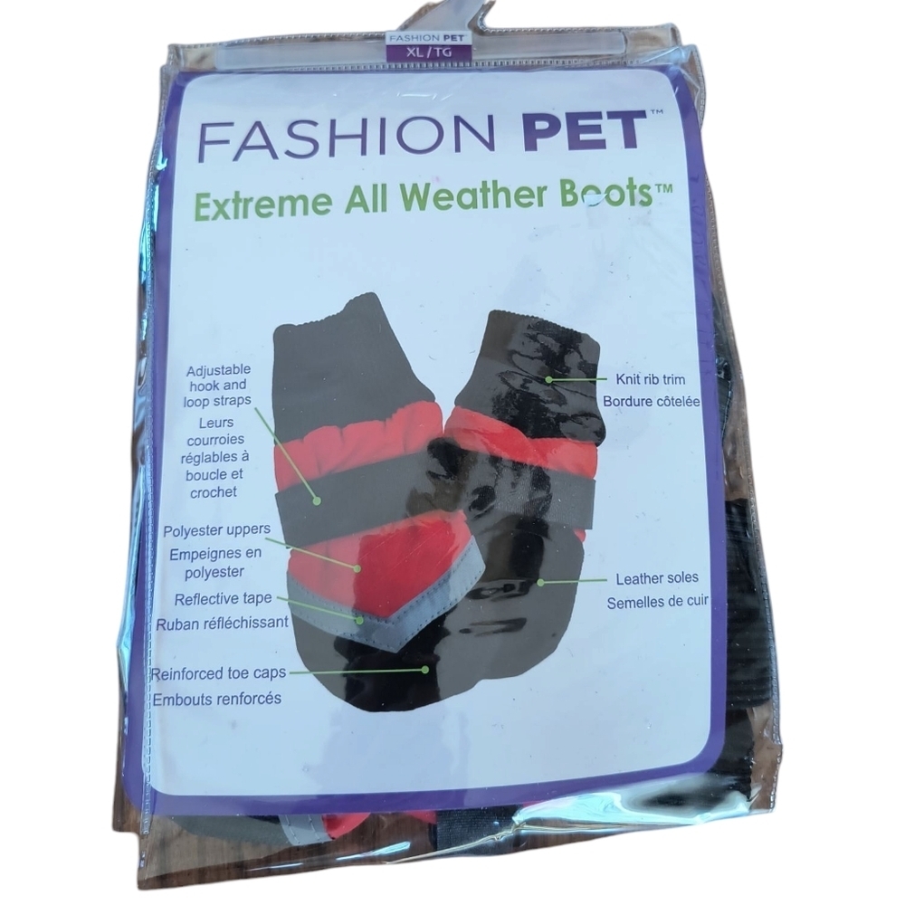 Fashion Pet Extreme All Weather Boots - Black and Red Size XL